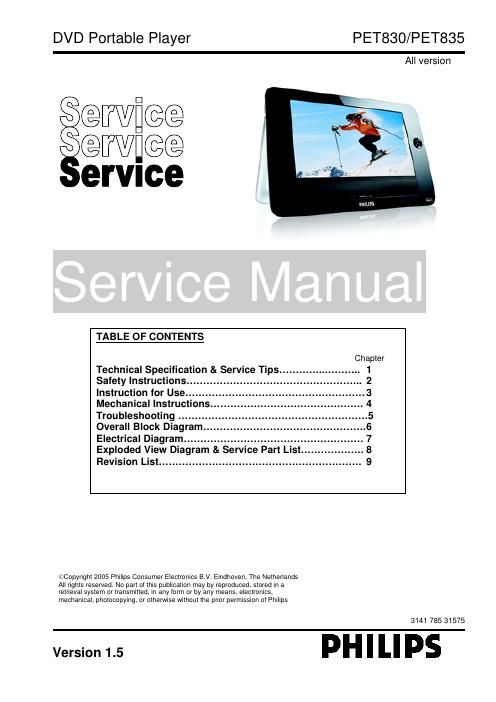 philips pet 830 835 service manual