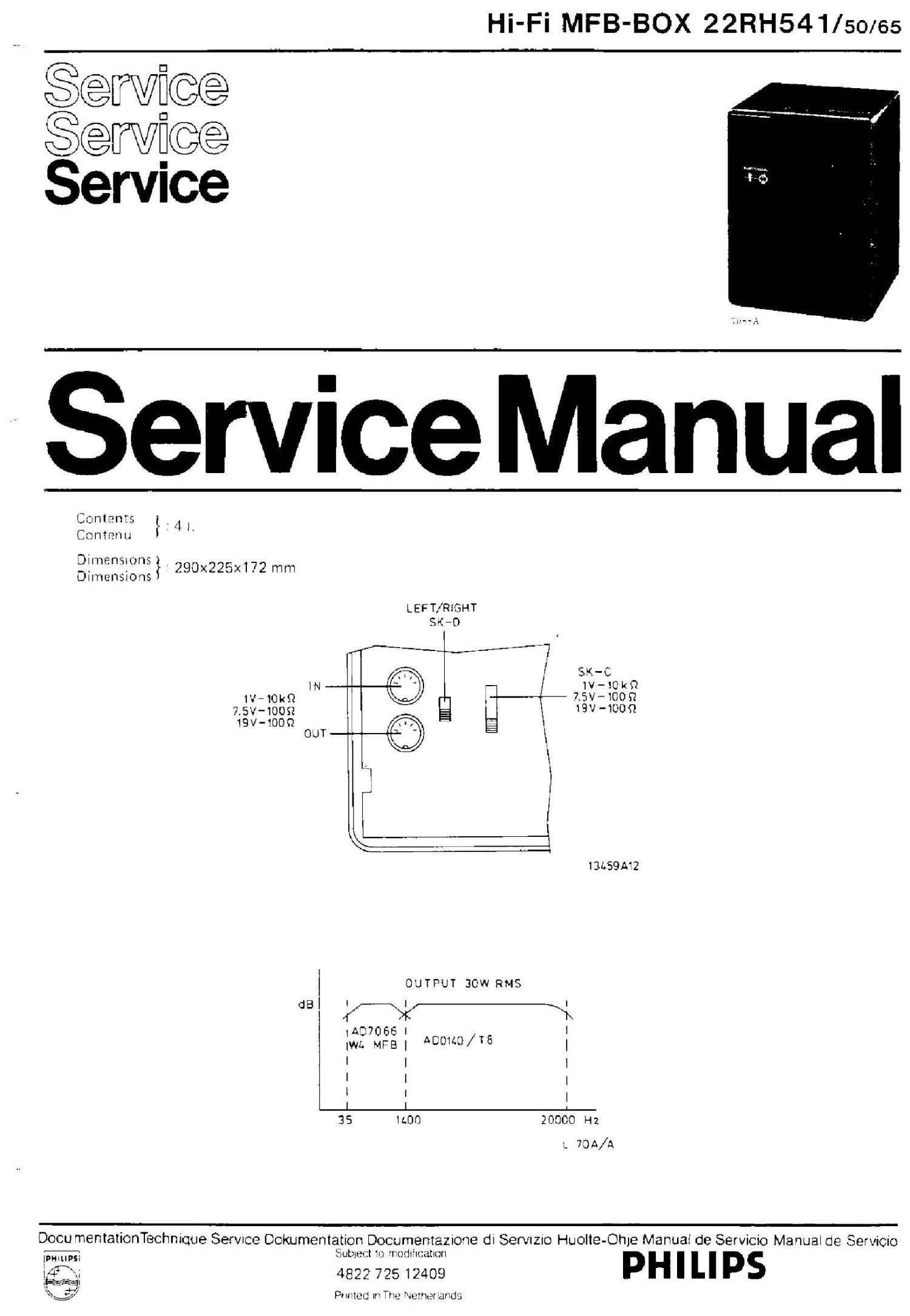 philips rh 541 service manual