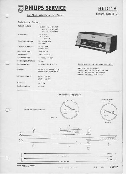 philips saturn stereo 511 service manual