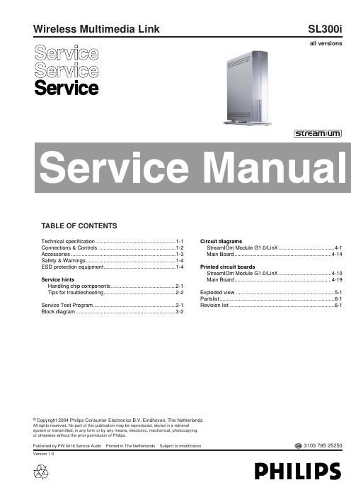 philips sl 300 i service manual