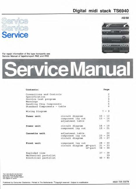 philips ts 6940 service manual