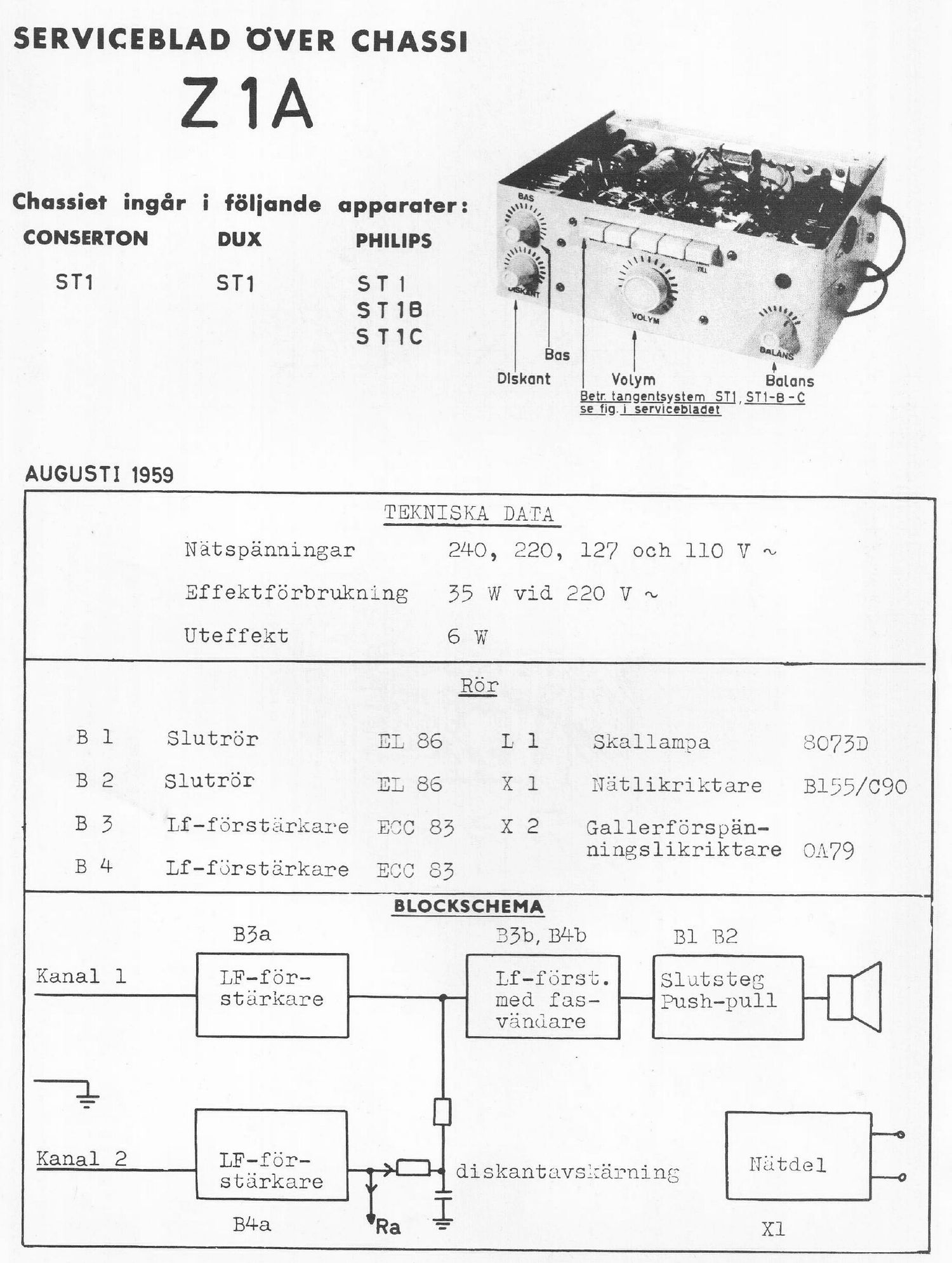 philips z 1 a service manual swedish