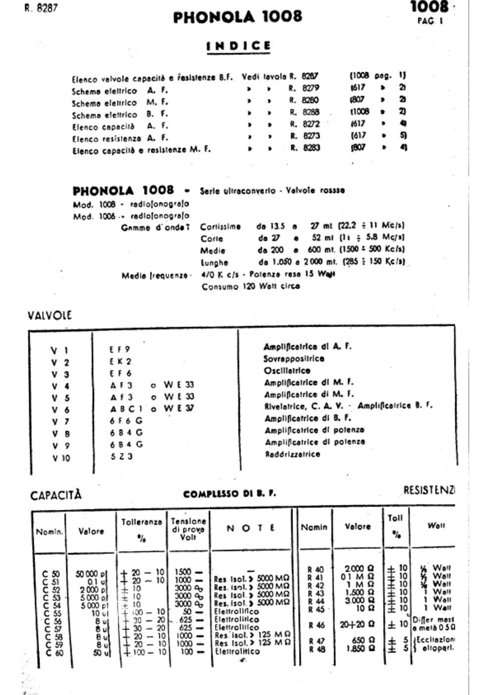 phonola 1008 components