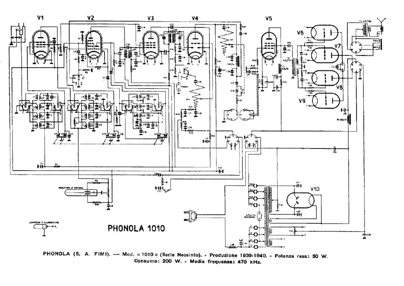 phonola 1010 schematic