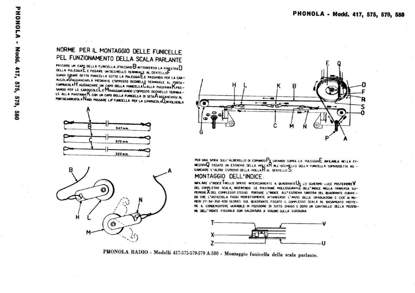 phonola 417 575 579 580 tuning cord