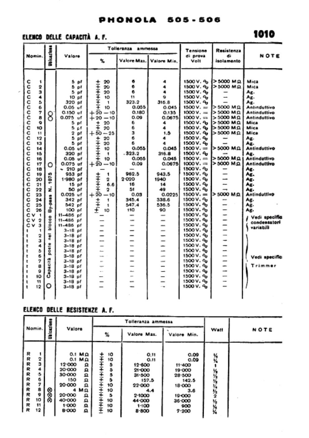 phonola 505 506 components 2