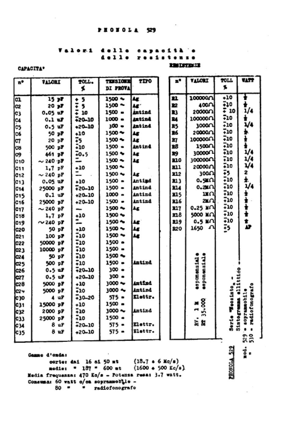 phonola 529 components