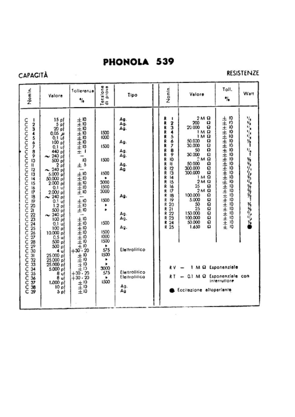 phonola 539 components