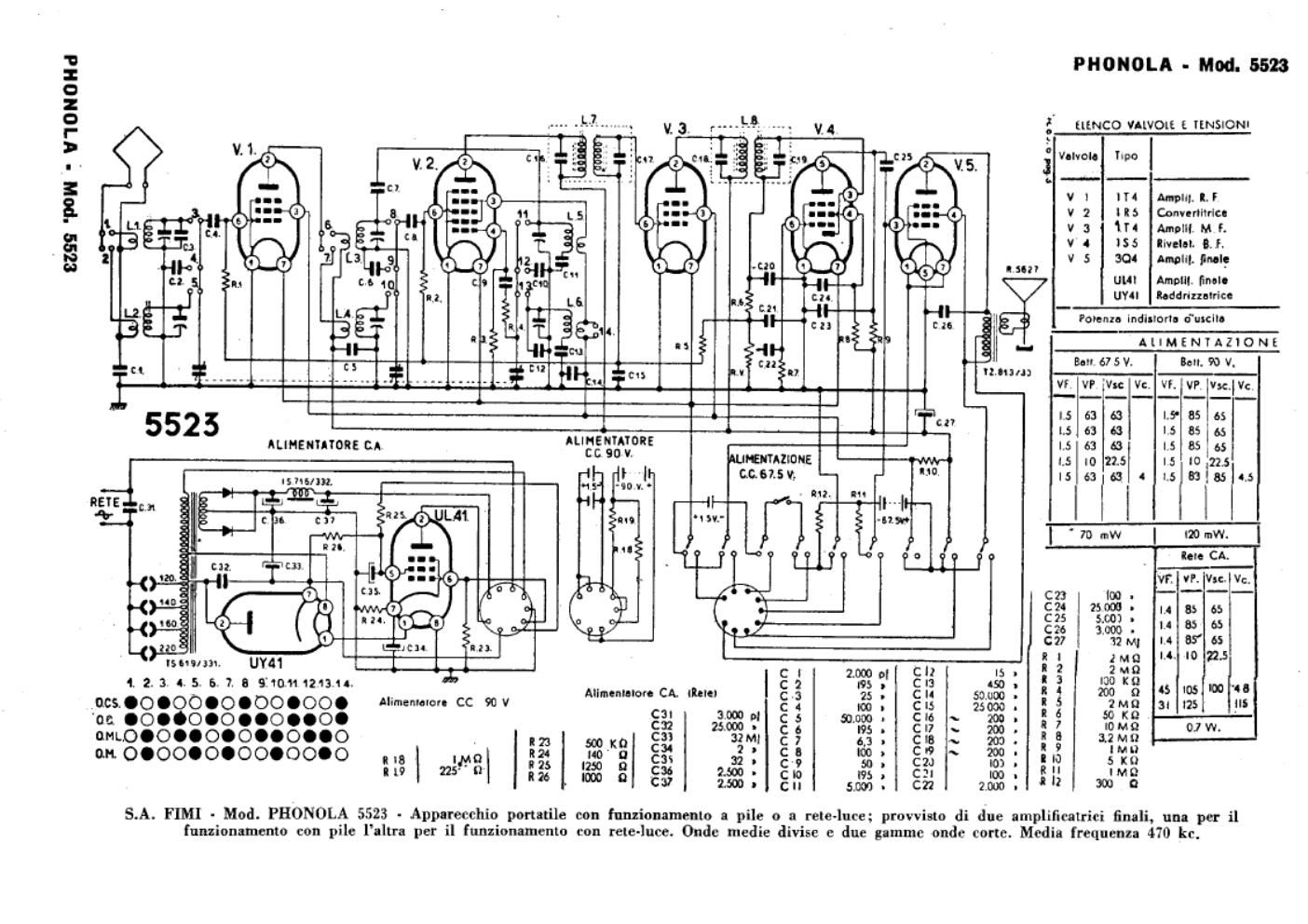 phonola 5523 schematic