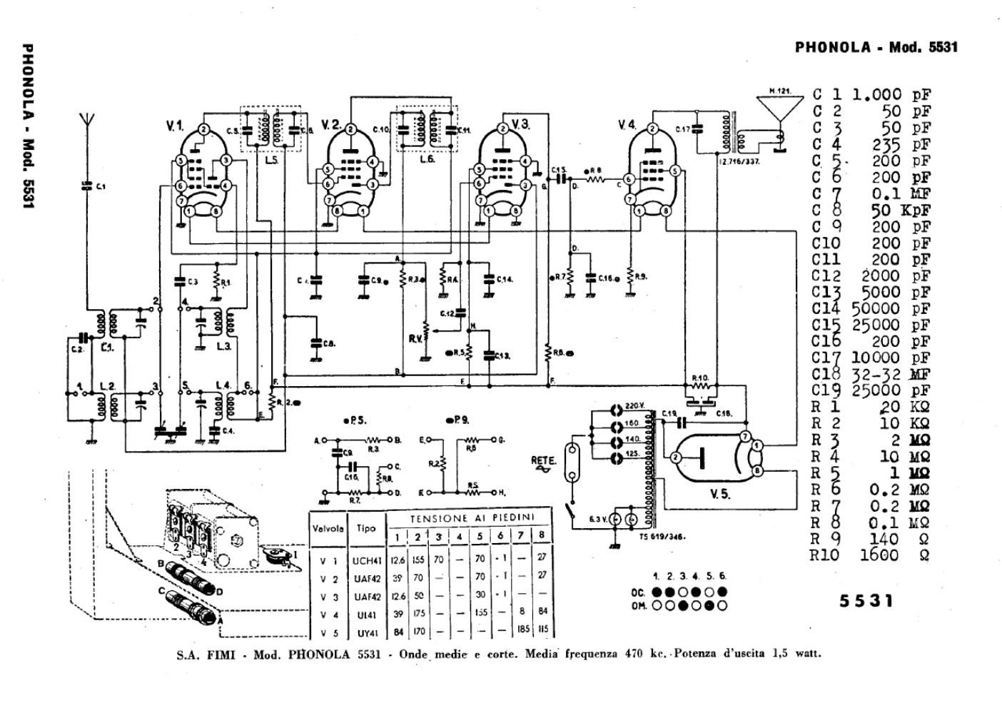 phonola 5531 schematic