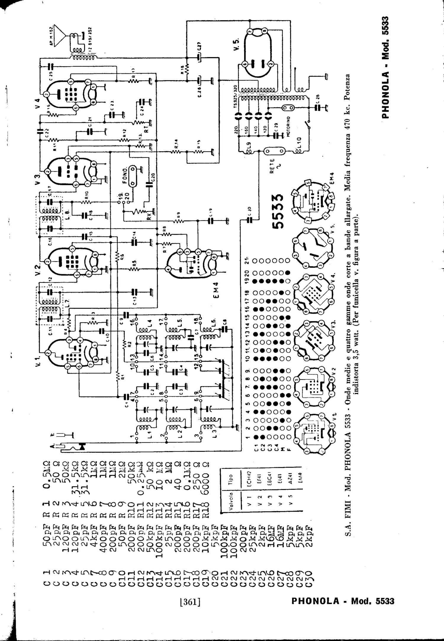 phonola 5533 schematic