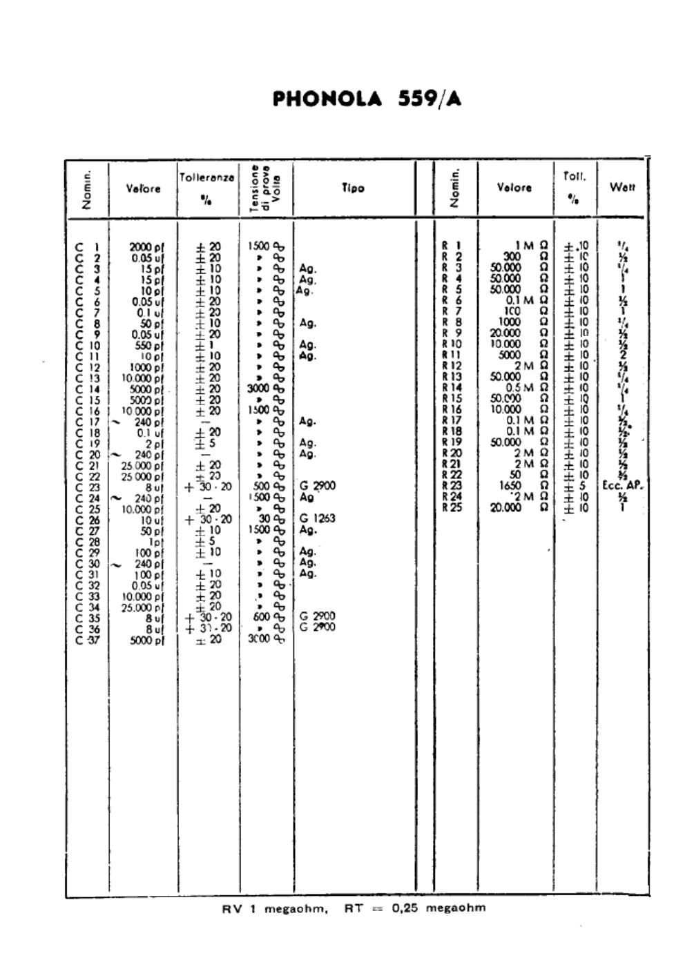 phonola 559a components