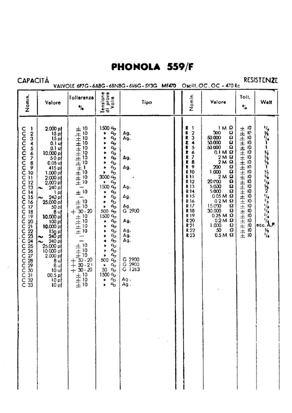 phonola 559f components