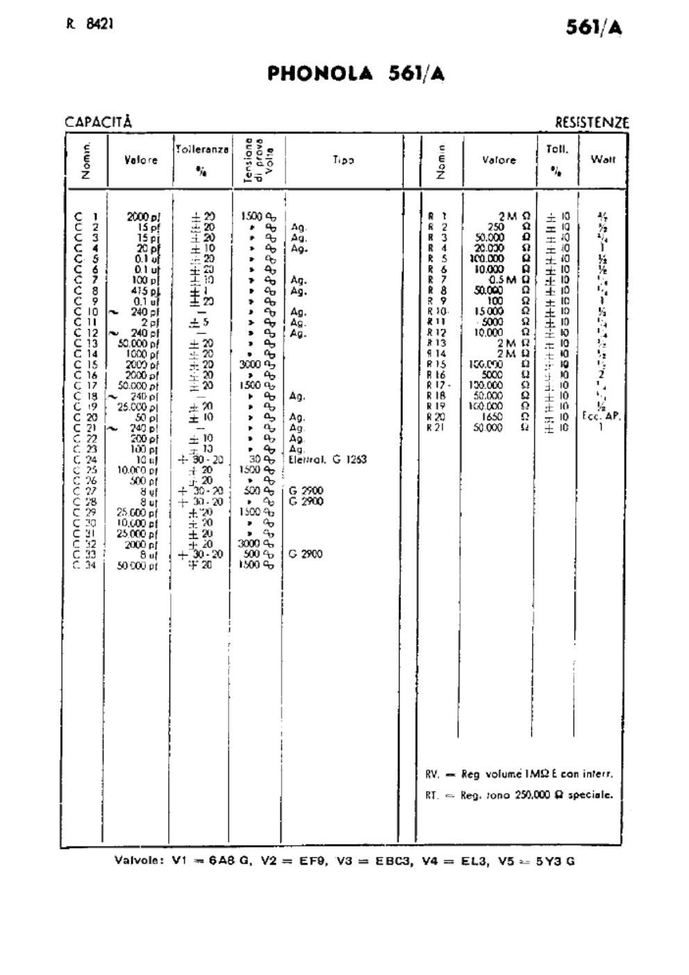 phonola 561a components