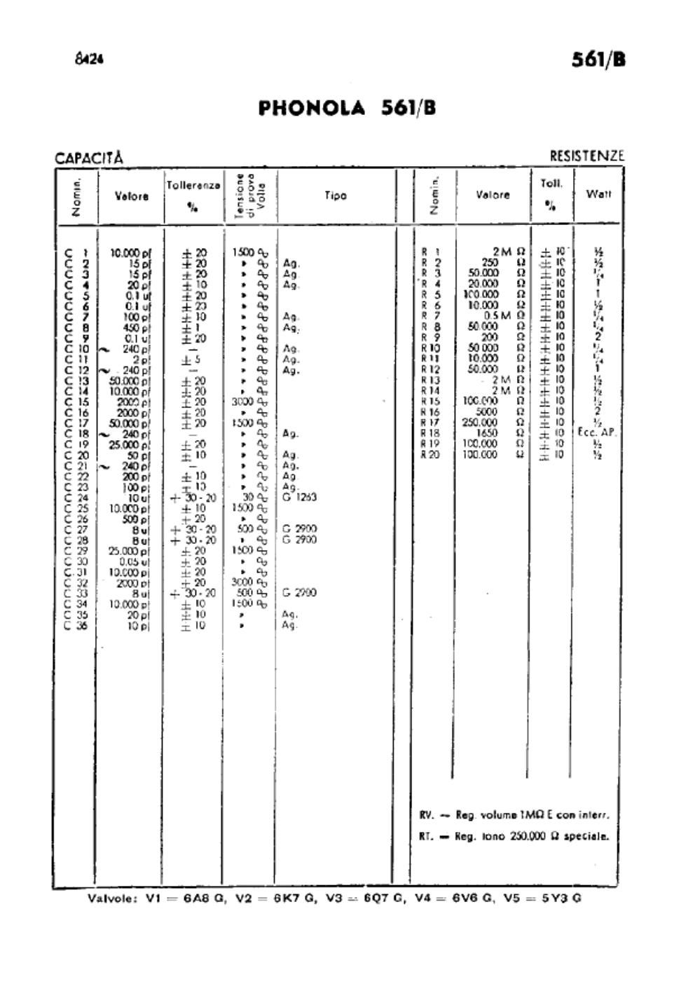 phonola 561b components