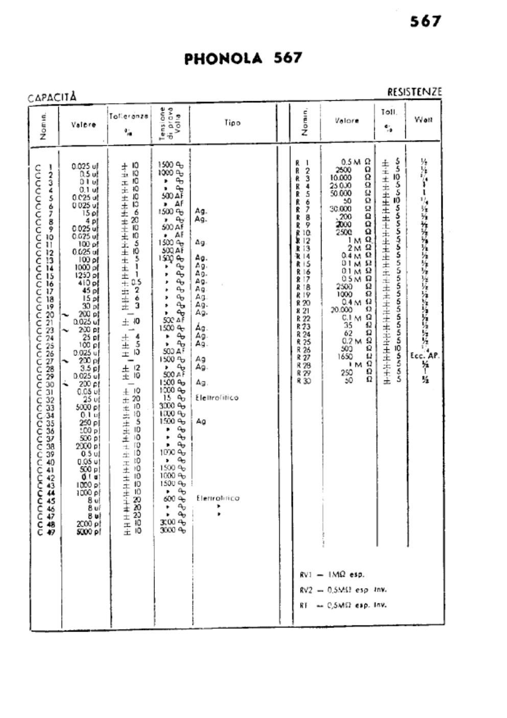 phonola 567 components