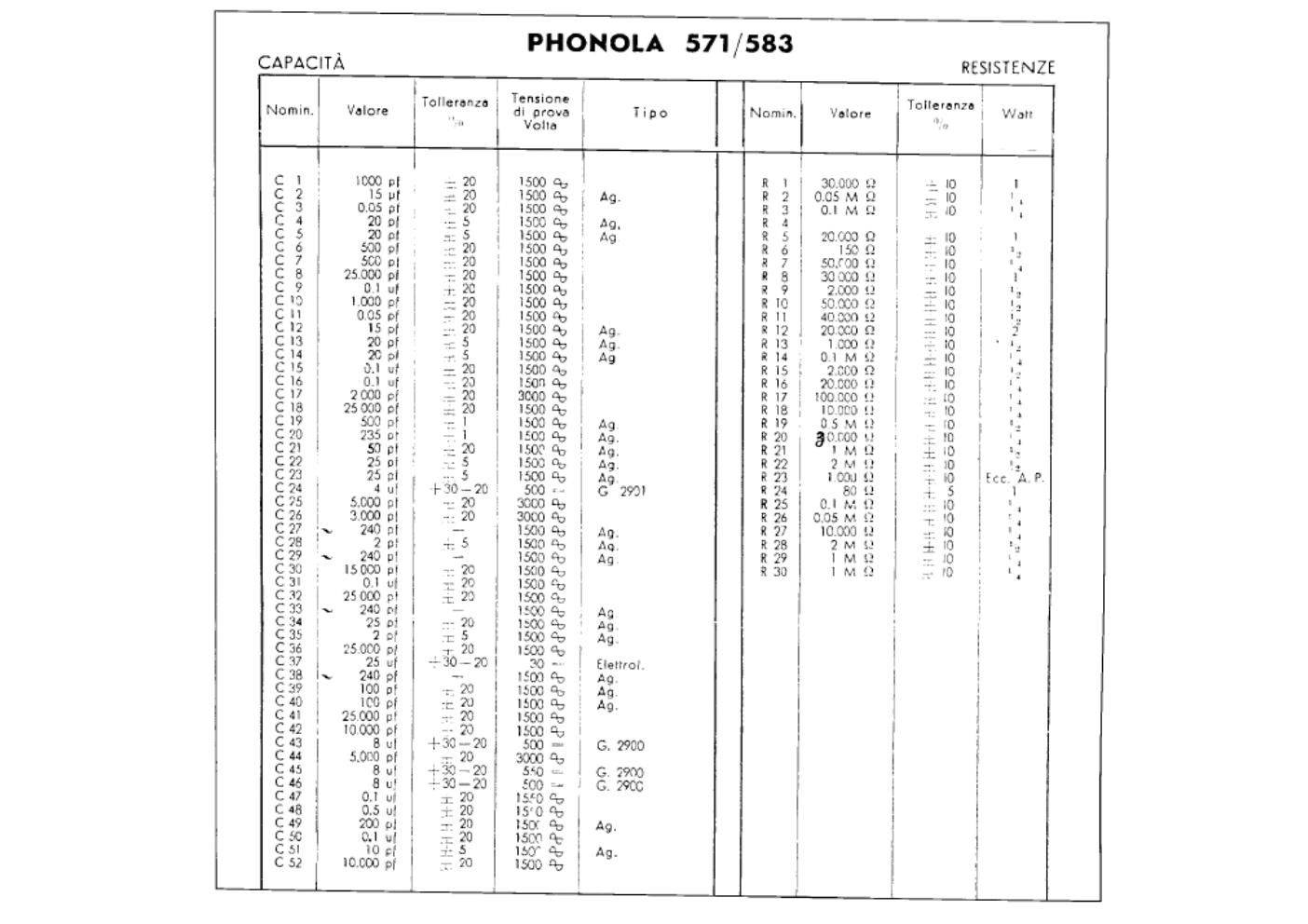 phonola 583 571 components