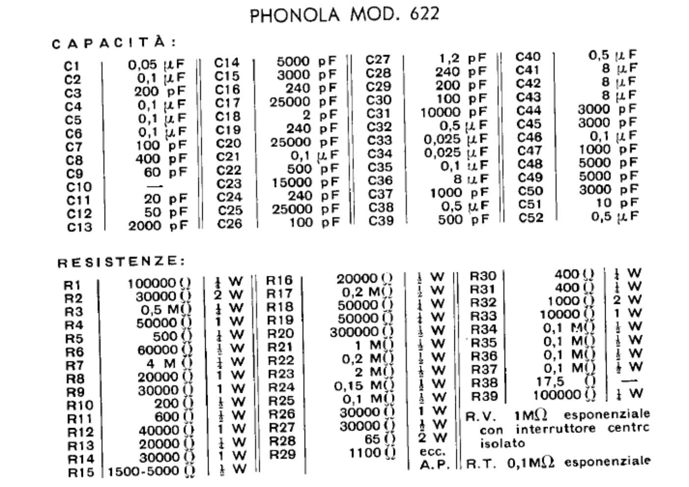phonola 622 components