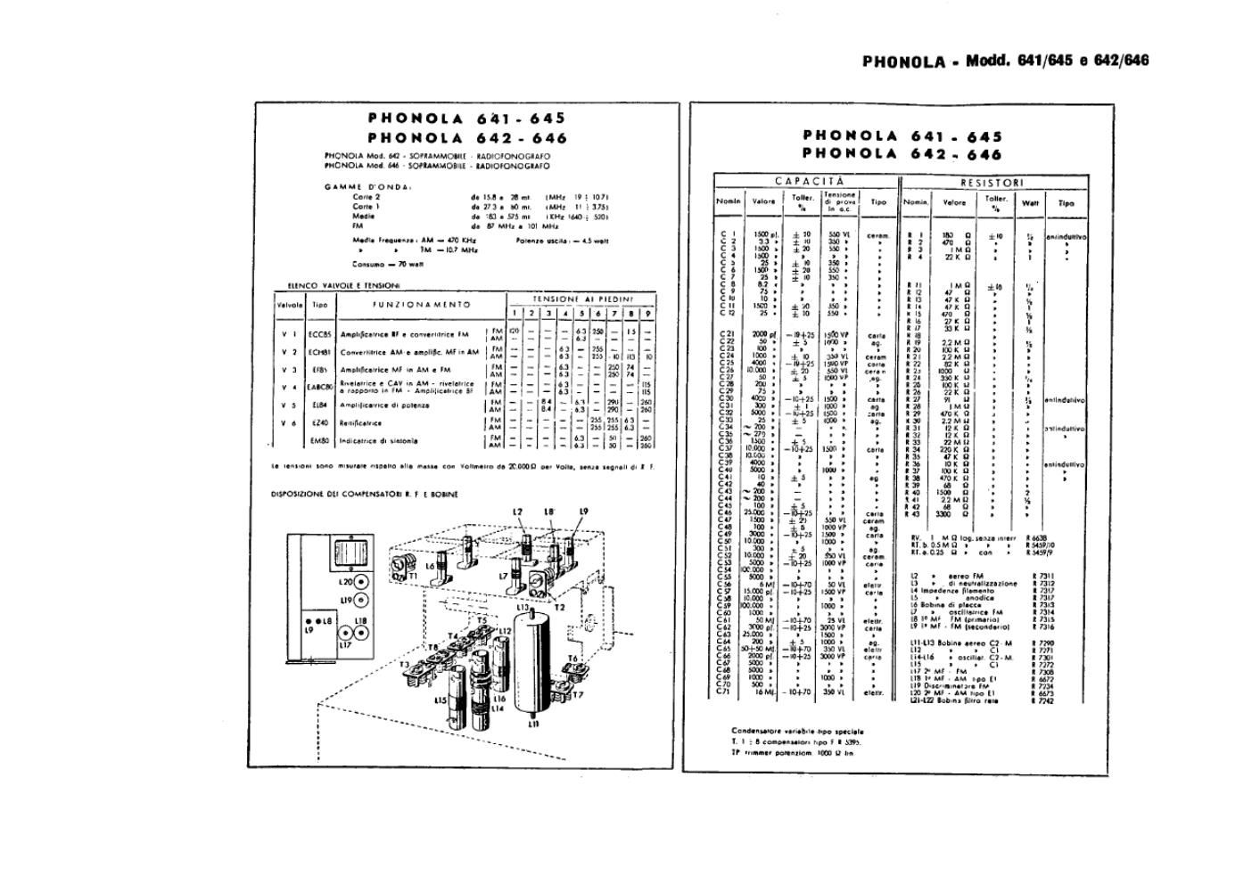 phonola 641 642 645 646 components