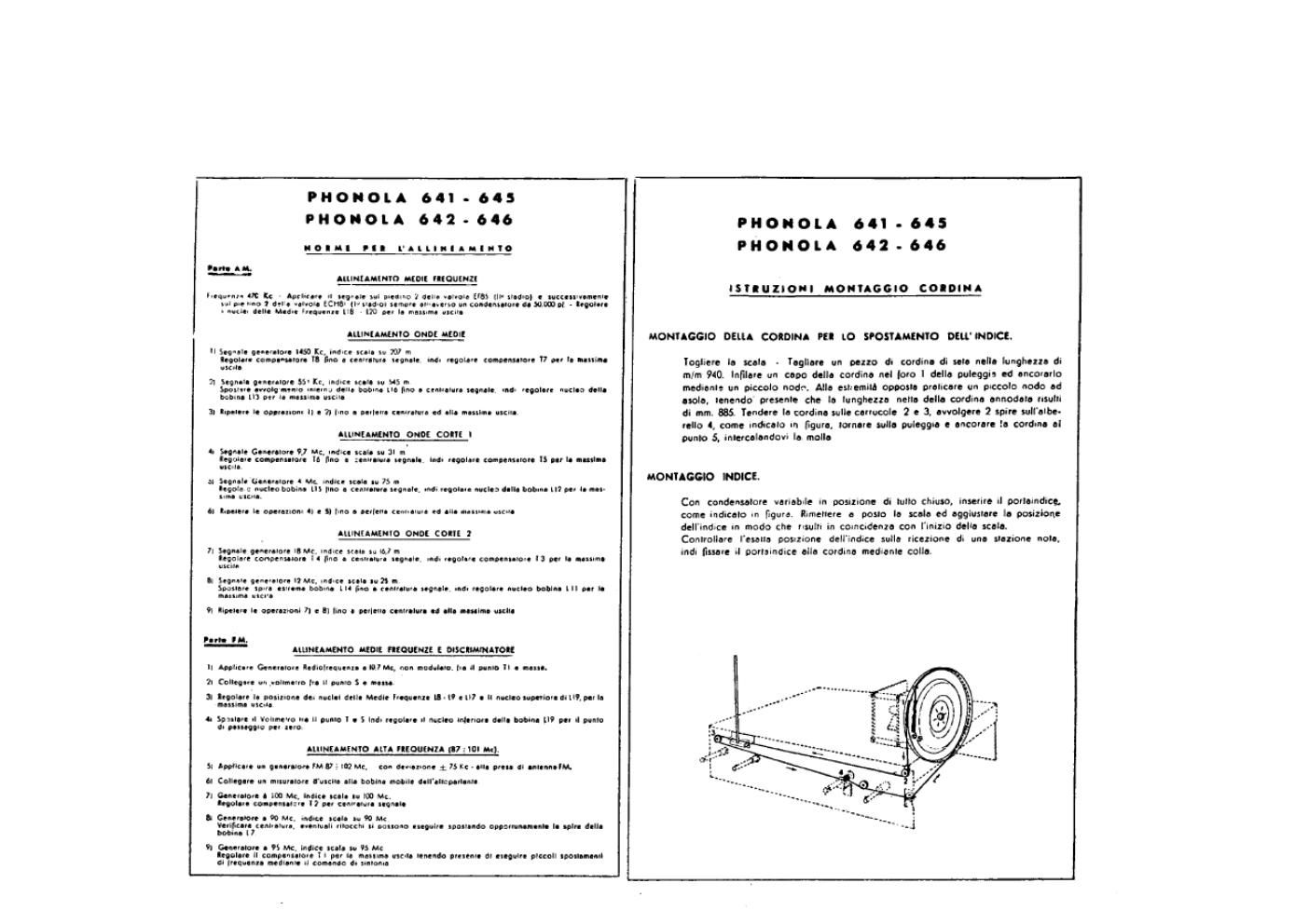 phonola 641 642 645 646 tuning cord