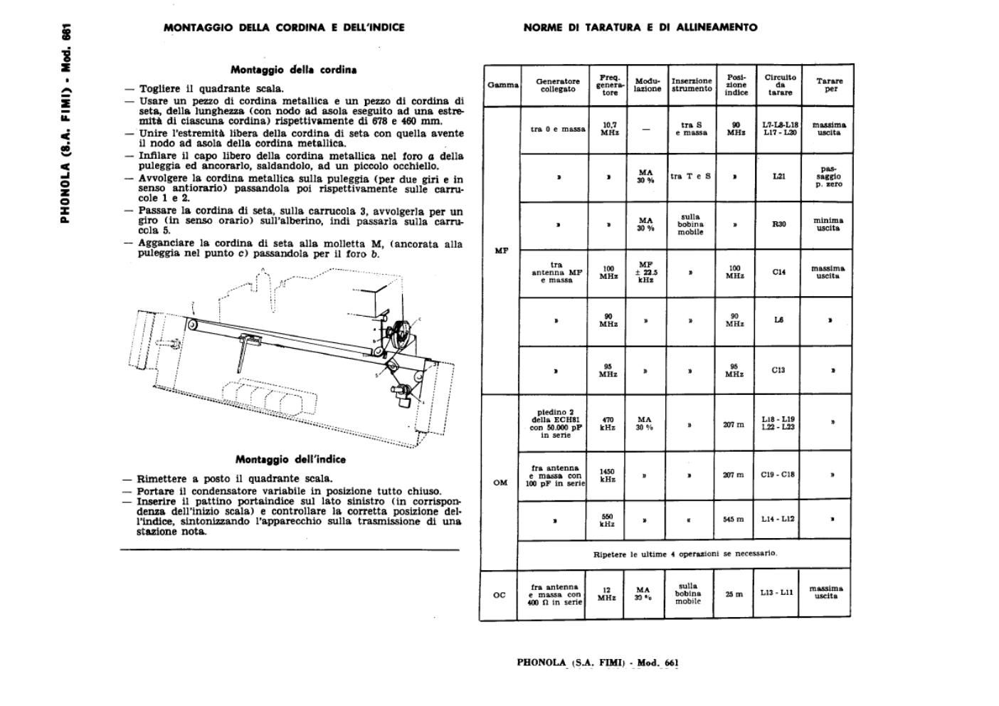 phonola 661 tuning cord