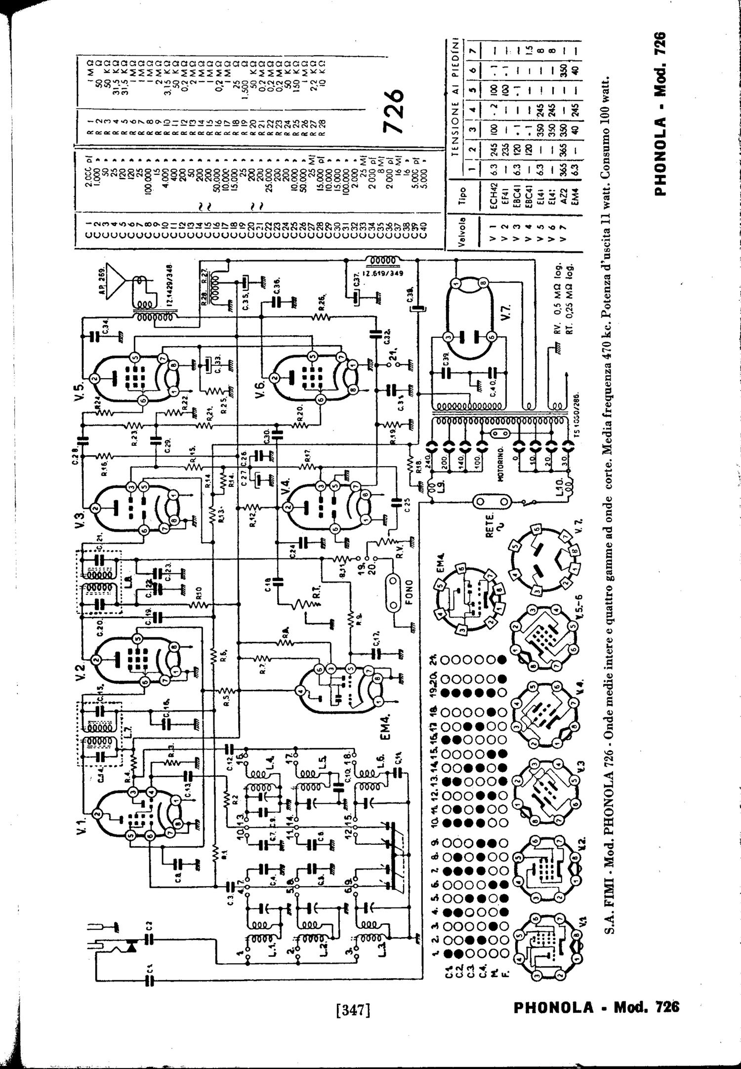 phonola 726 schematic