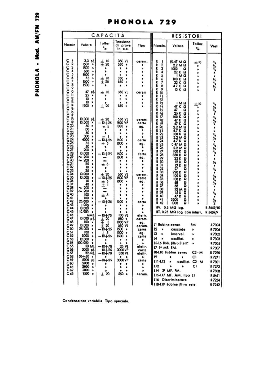 phonola 729 components