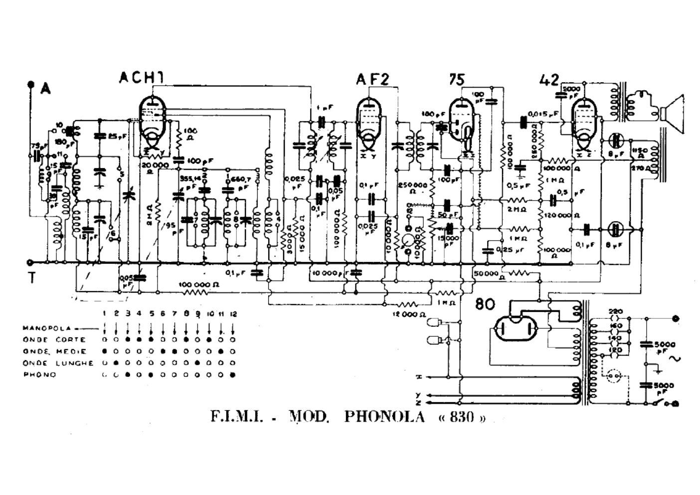 phonola 830 schematic