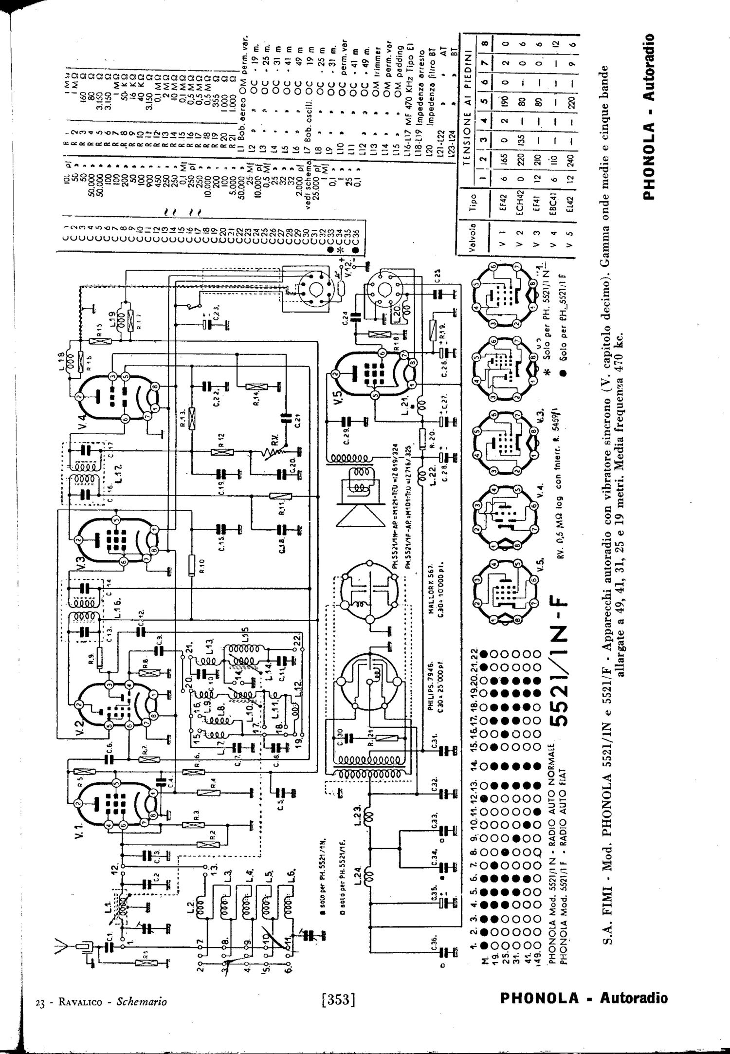 phonola autoradio schematic