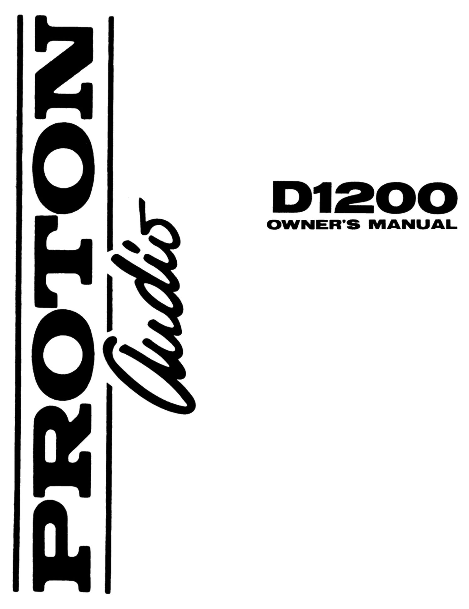 proton d 1200 owners manual