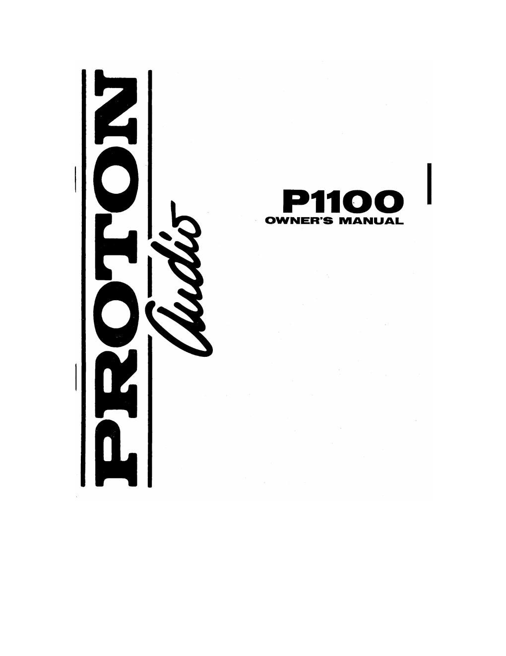 proton p 1100 owners manual