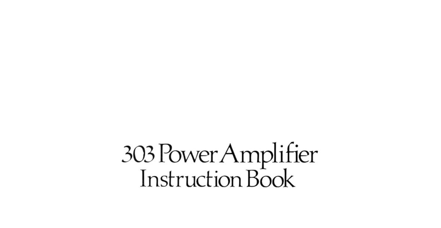 Quad 303 Owners Manual