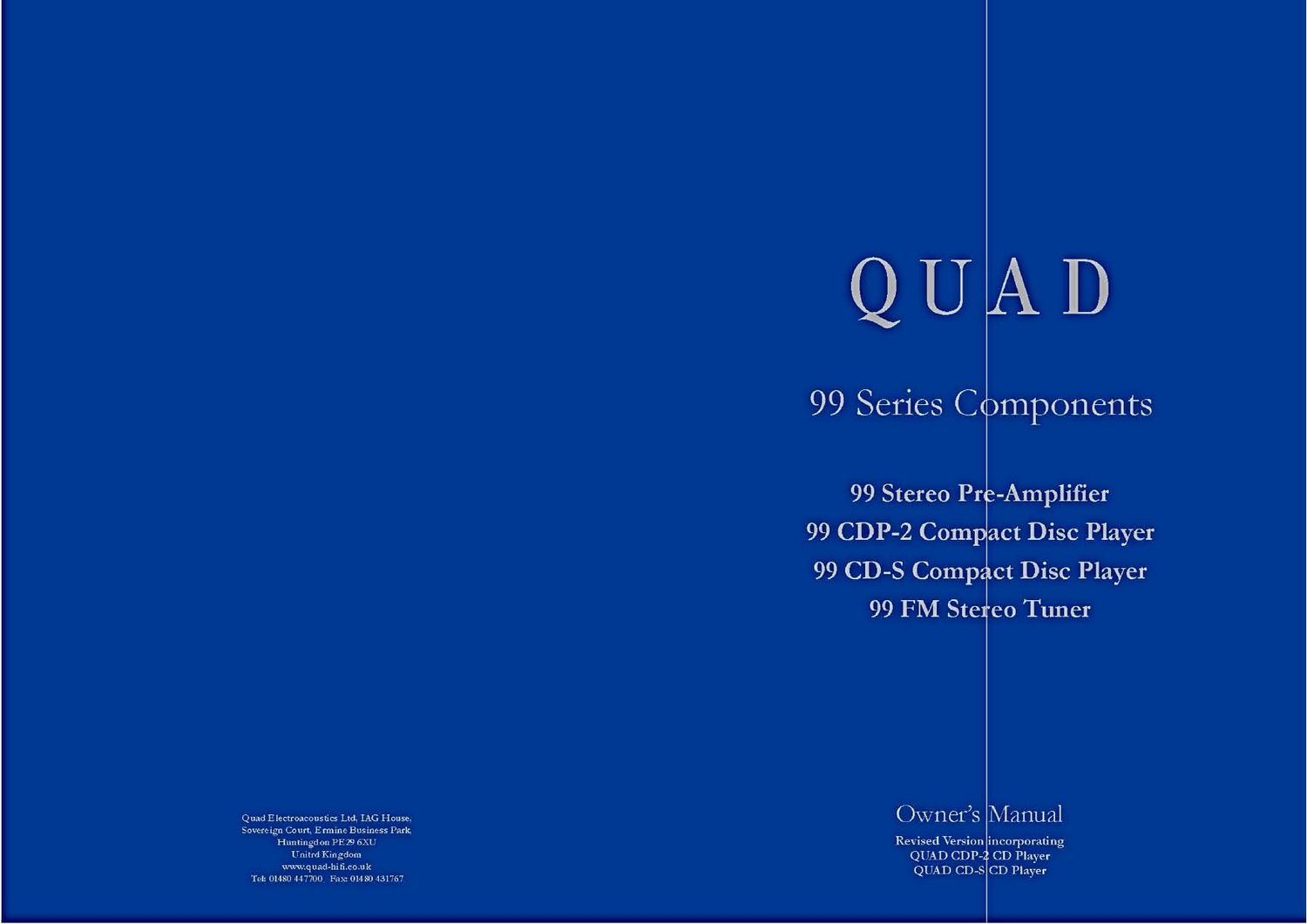 Quad 99 Series Components Owners Manual