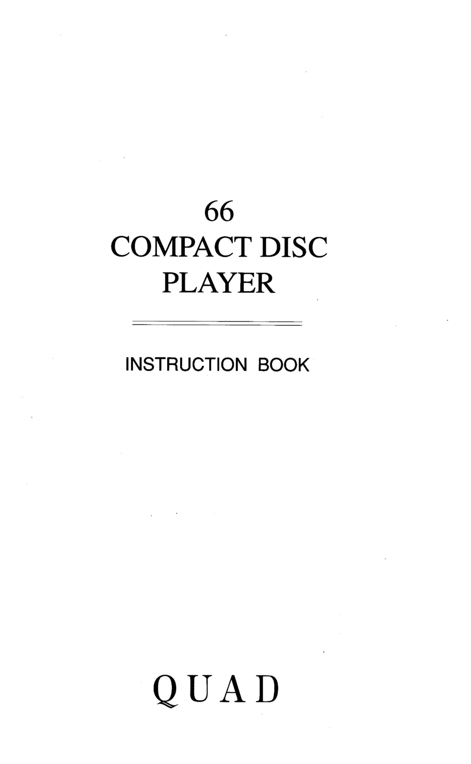 Quad CD 66 Owners Manual