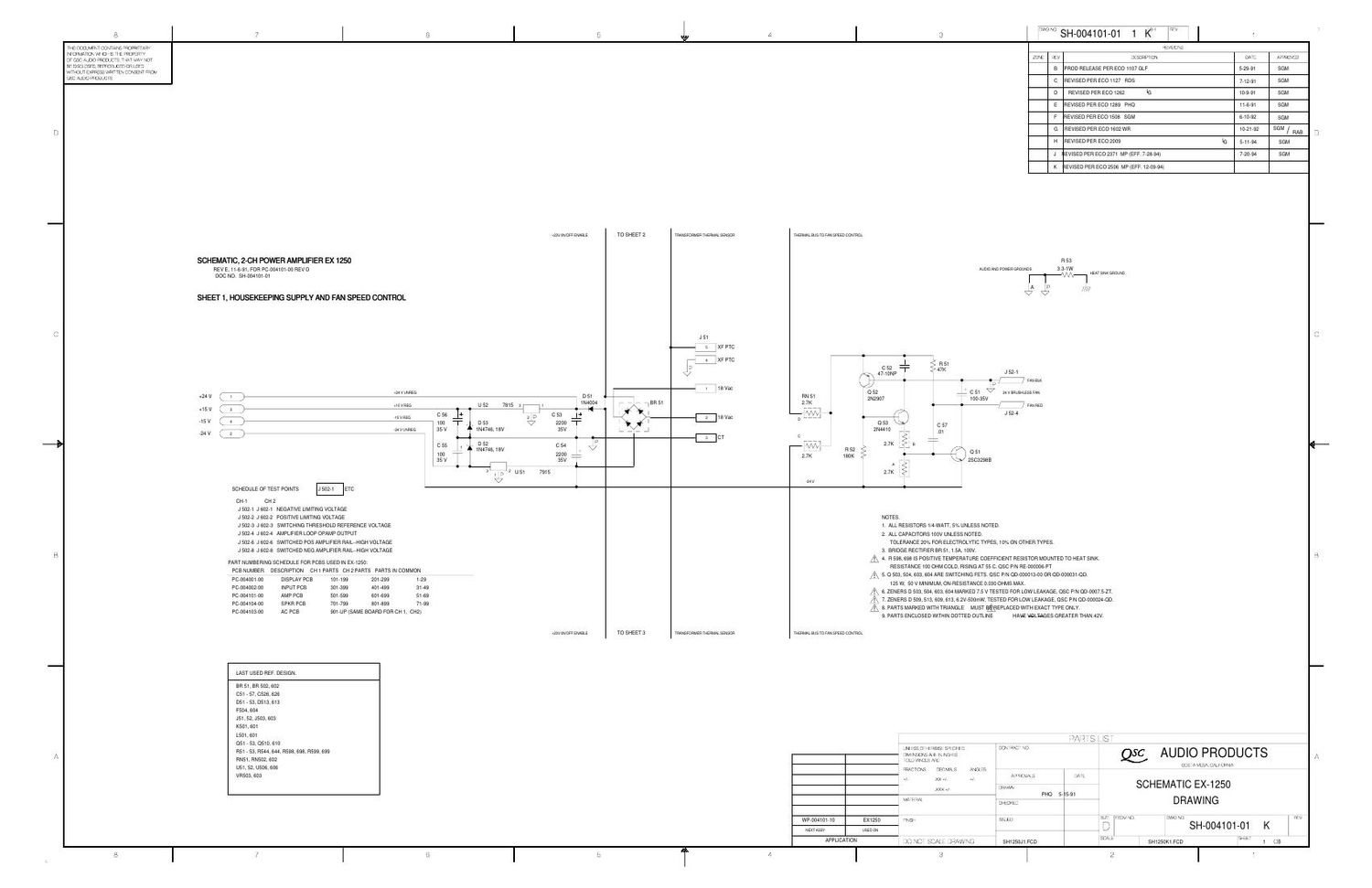 QSC EX 1250 Schematics