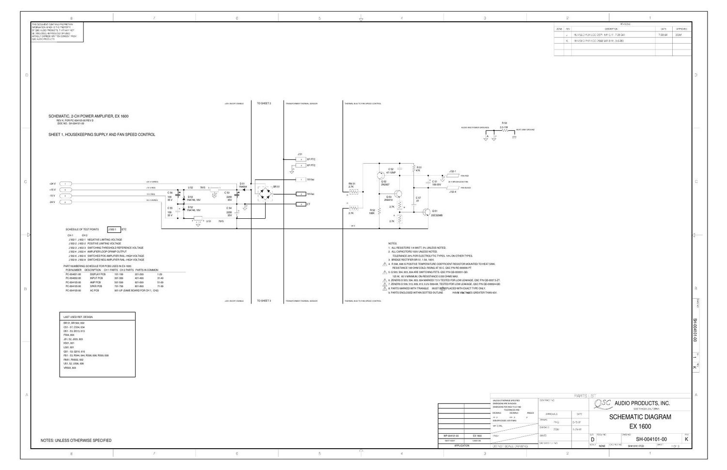 QSC EX 1600 Schematics