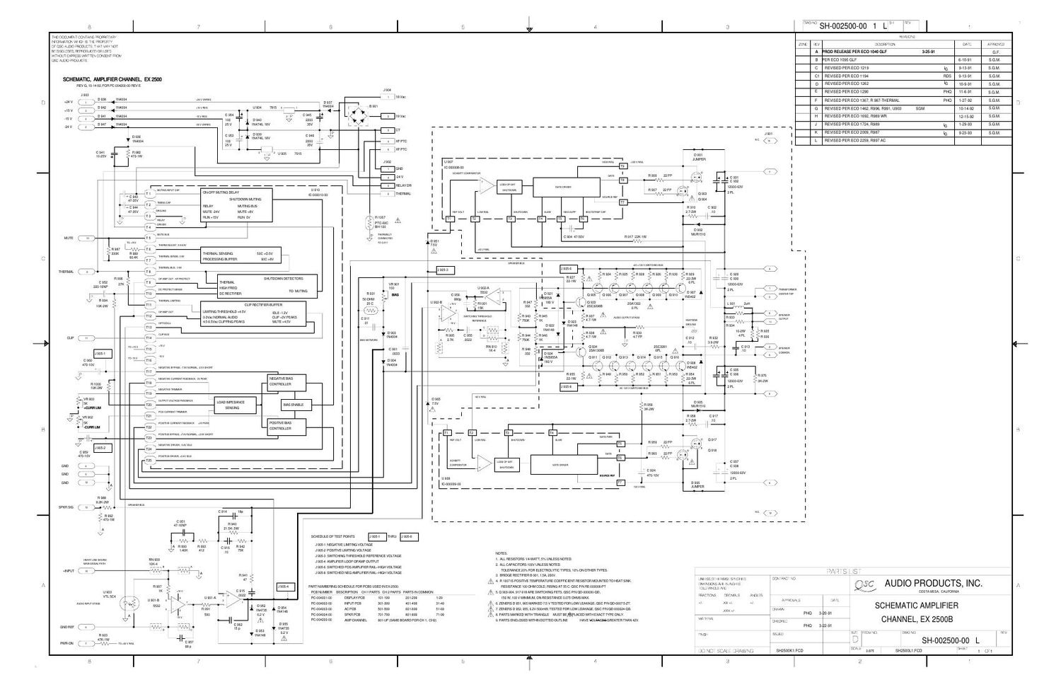 QSC EX 2500 2500B Schematics