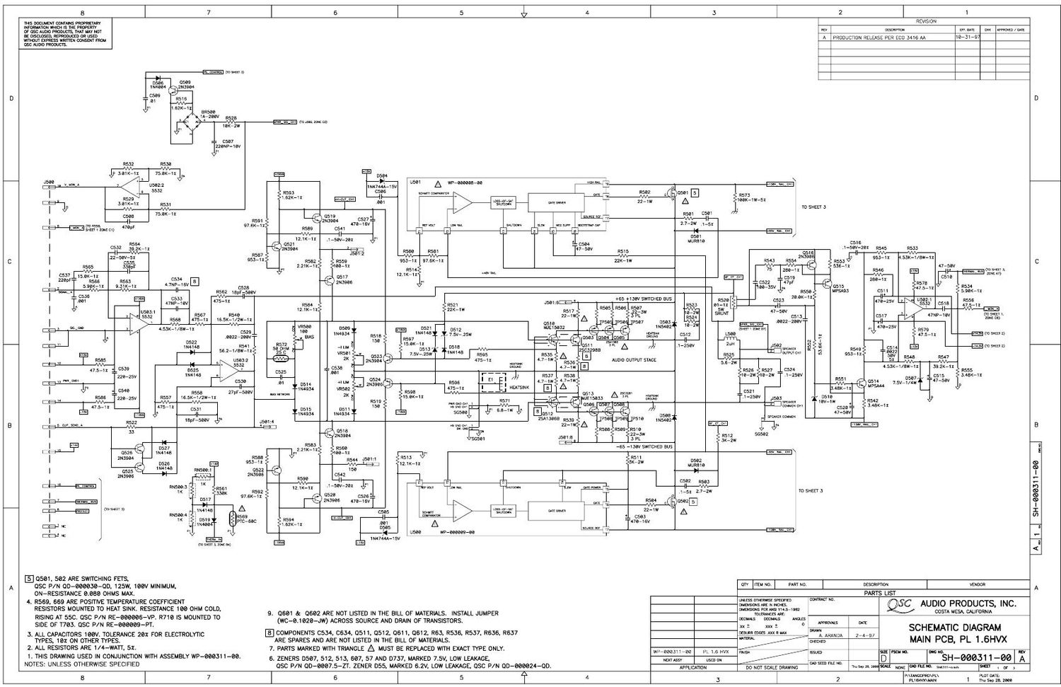 QSC PL 1 6HV Schematics