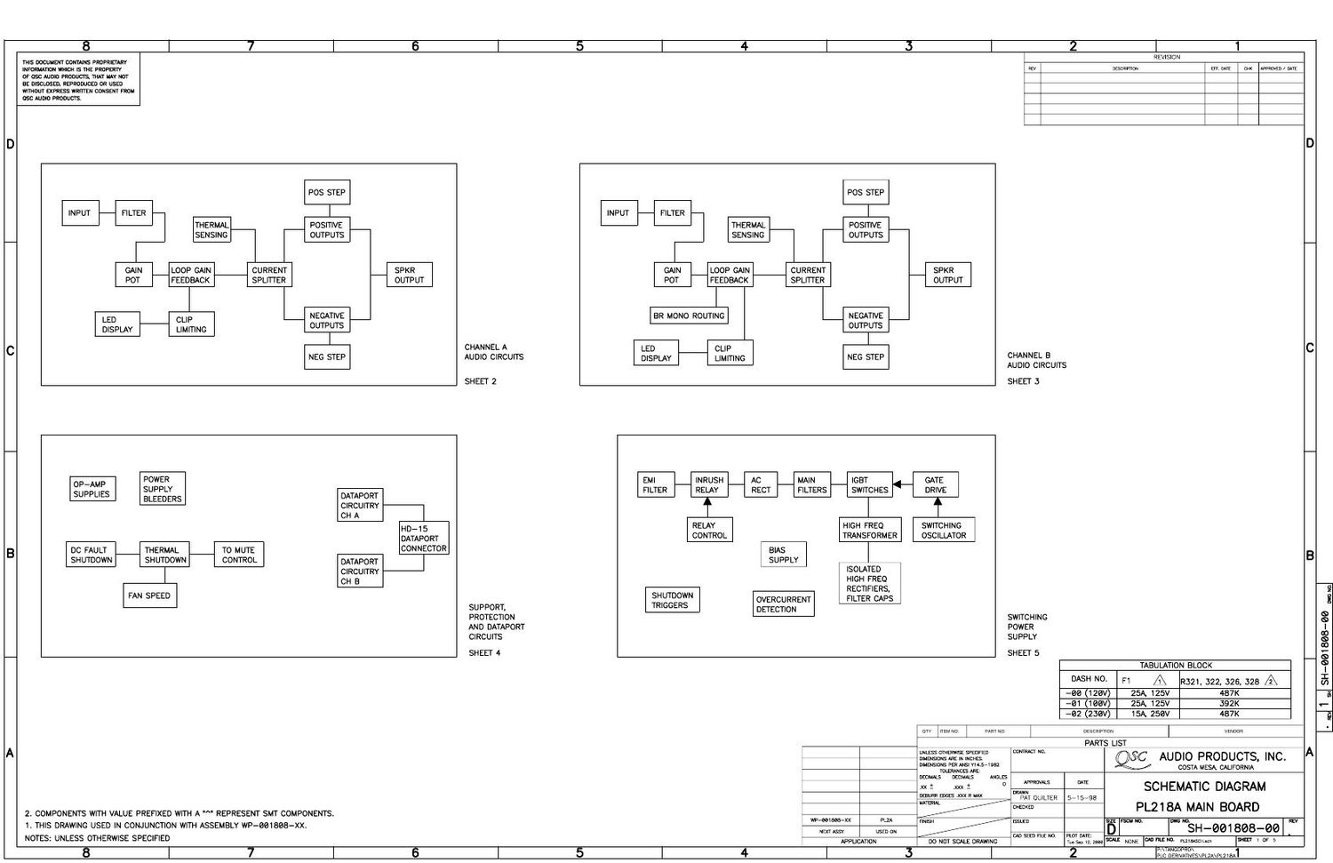 QSC pl 218A Schematics