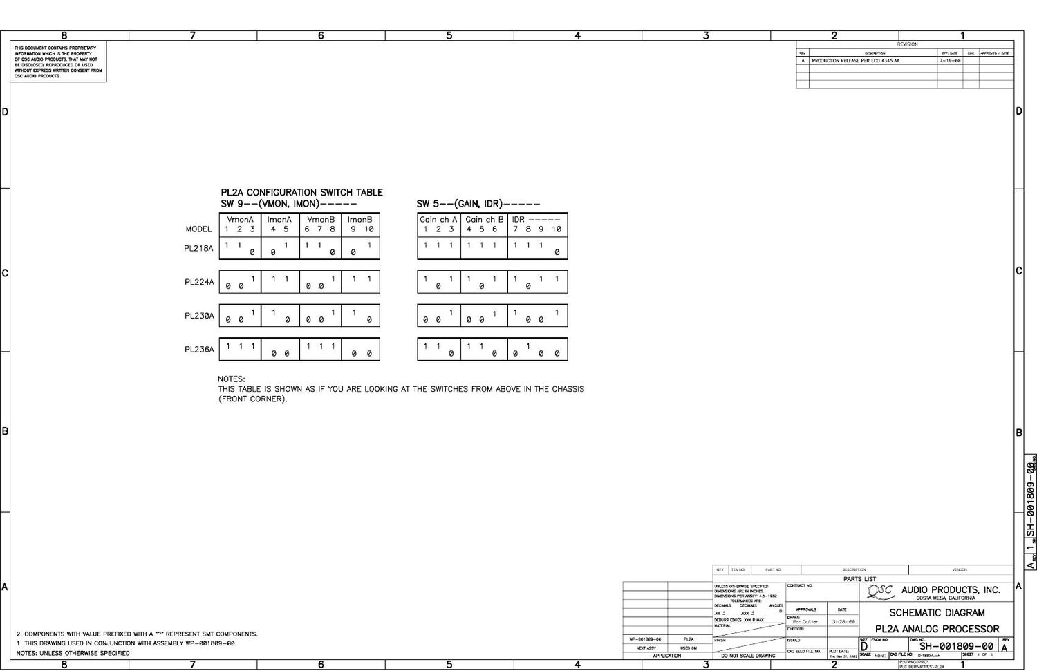QSC pl 2A Analog Processor Schematics