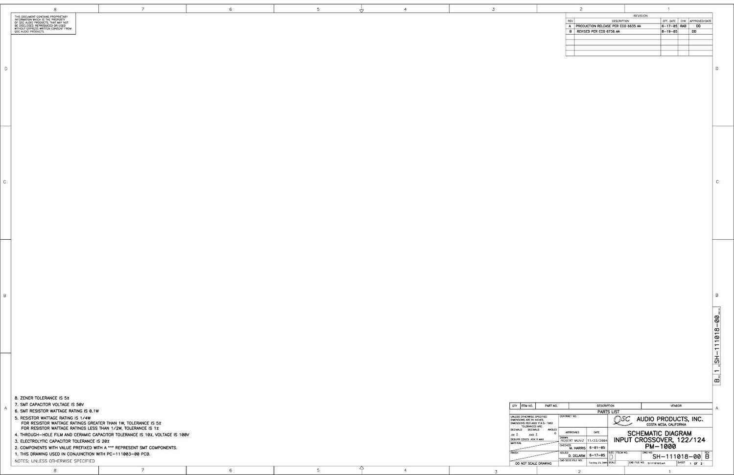 QSC PM 1000 Class D K1 Input Schematic