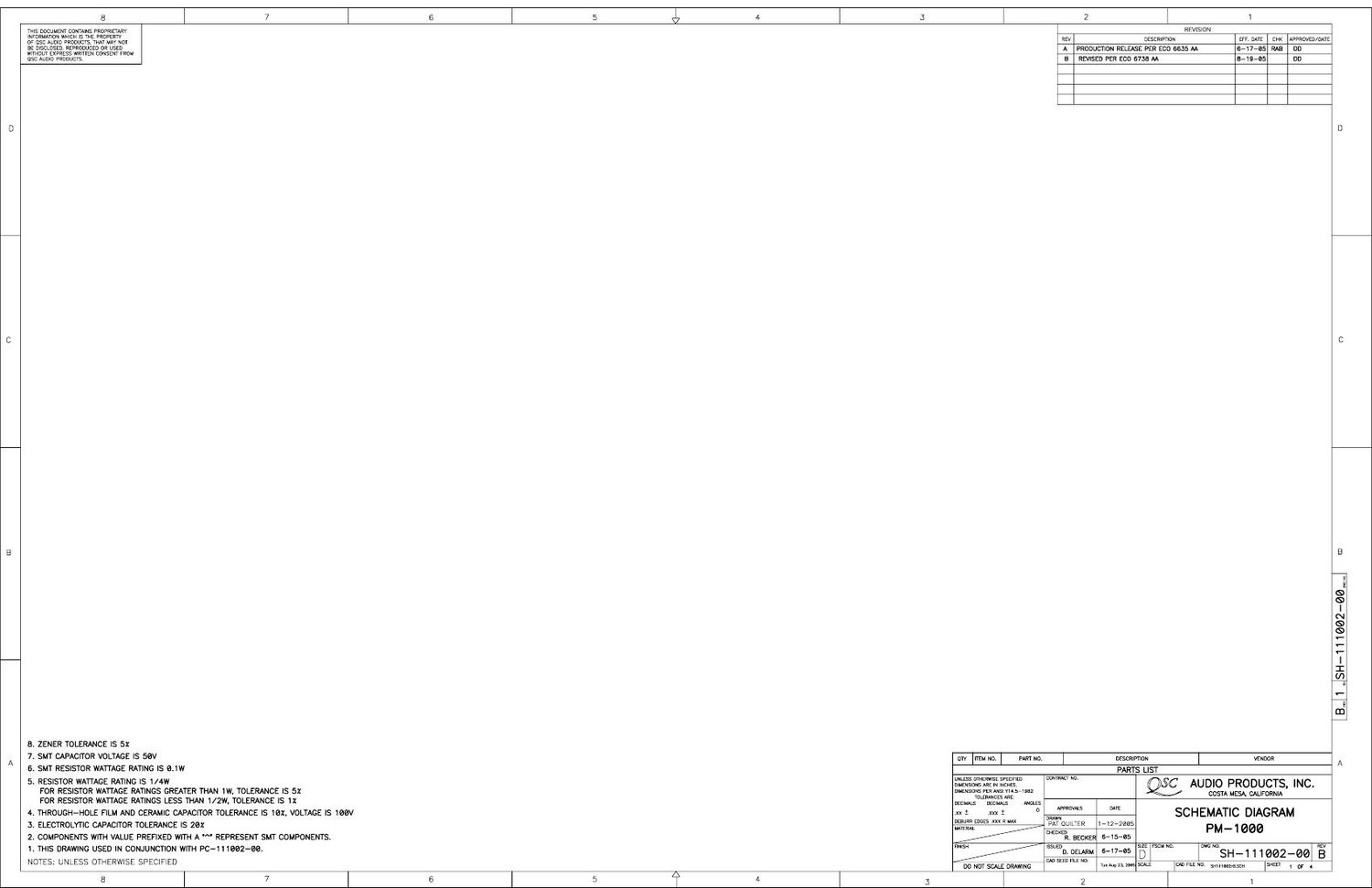 QSC PM 1000 Class D K1 Power Schematics