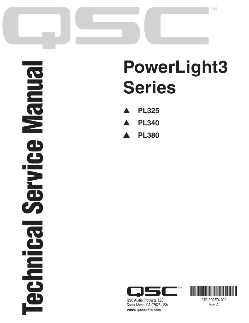 QSC PowerLight 3 Series Service Manual