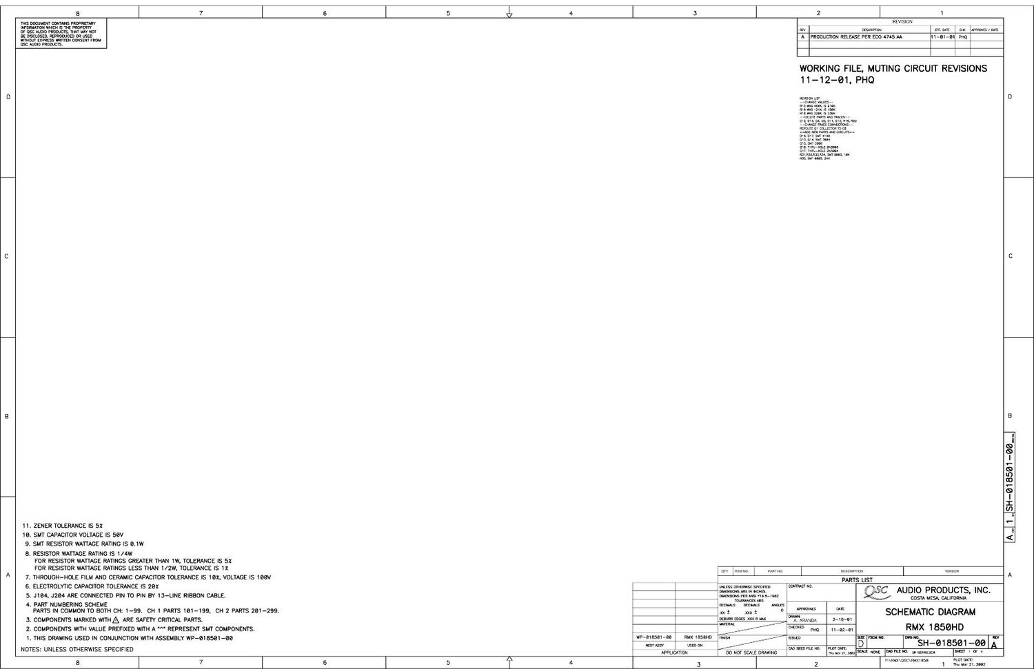 QSC RMX 1850HD Schematics