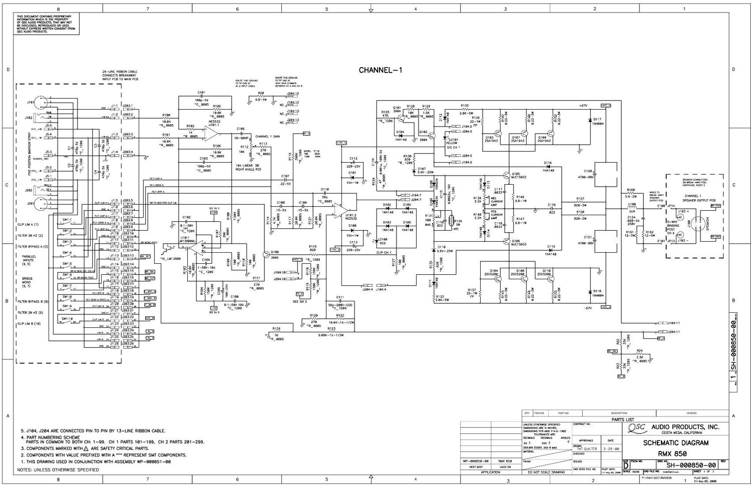 QSC RMX 850 Schematics