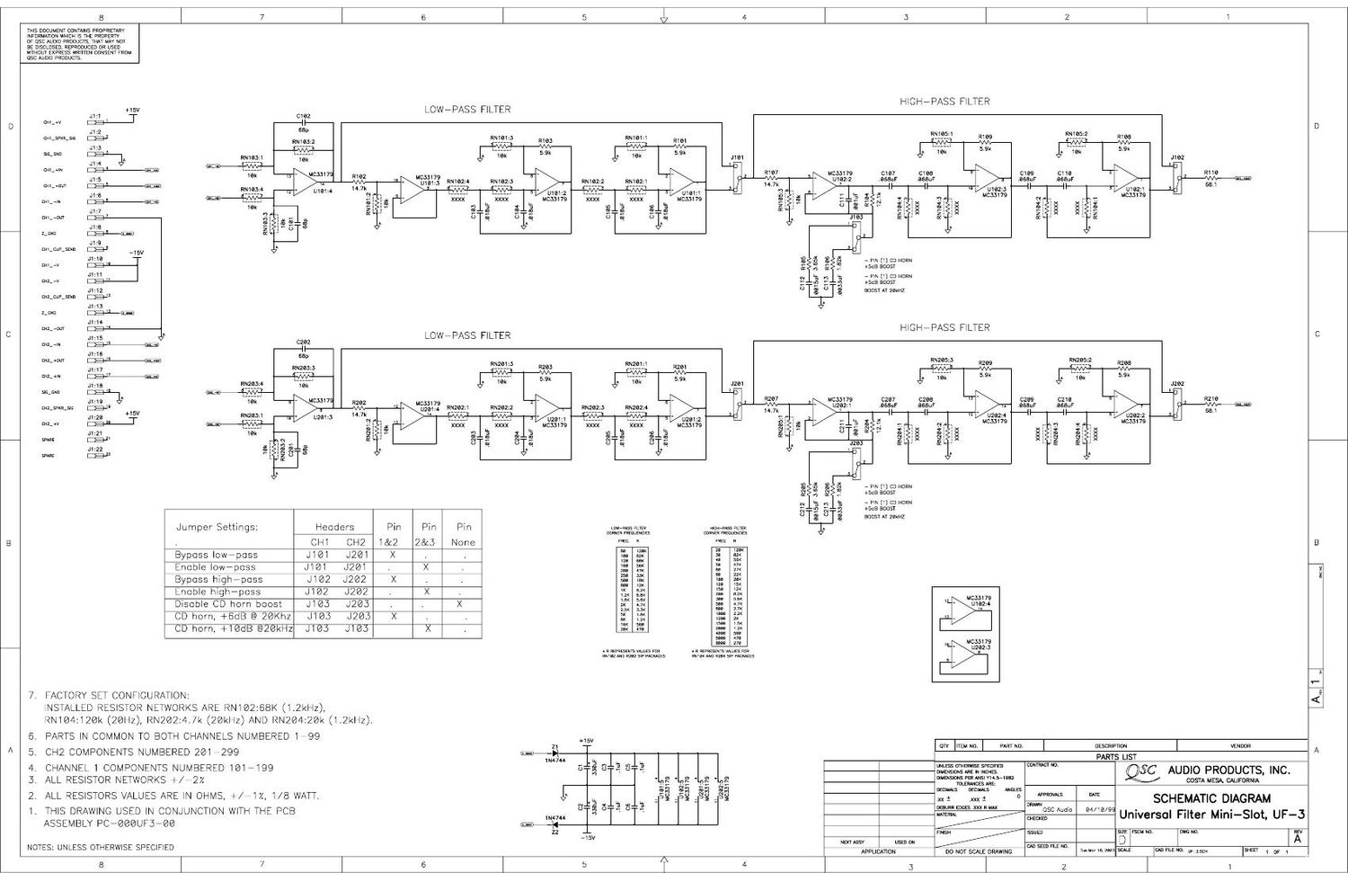 QSC UF 3 Schematic