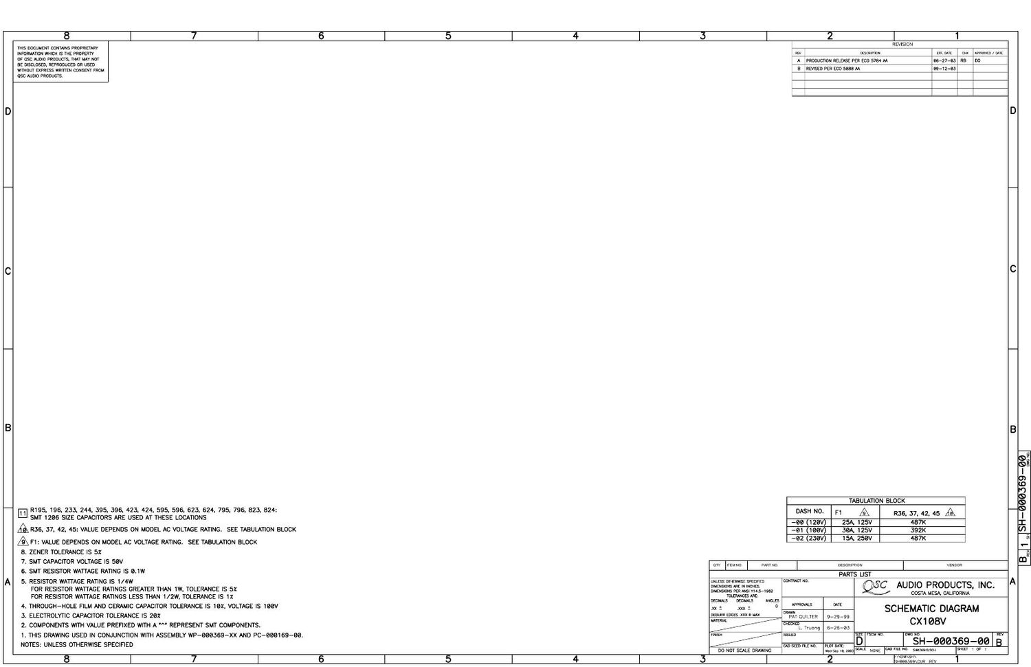 QSC cx 108V Schematics