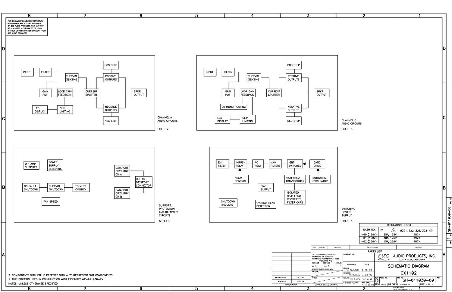 QSC cx 1102 Schematics