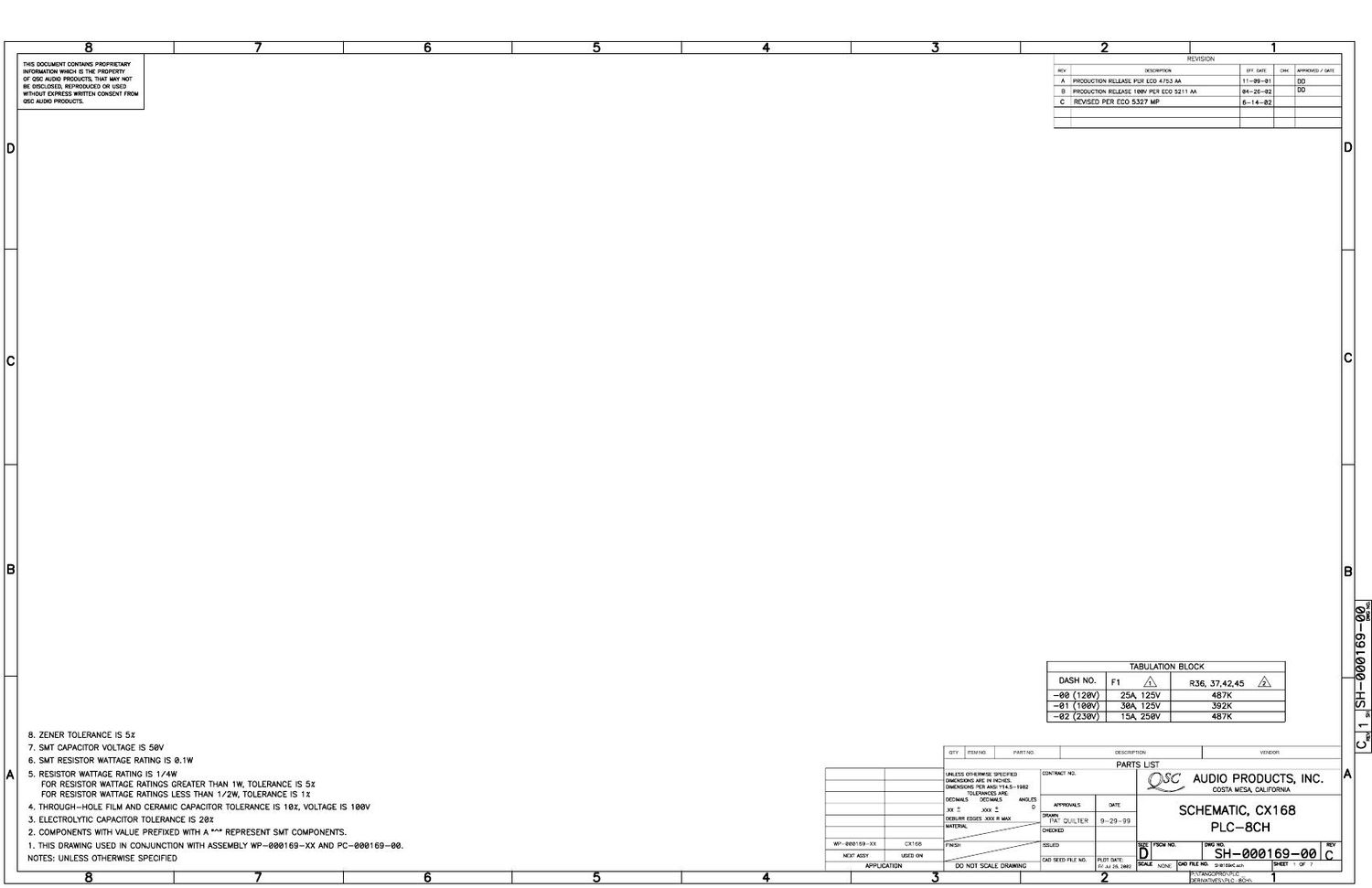 QSC cx 168 Schematics