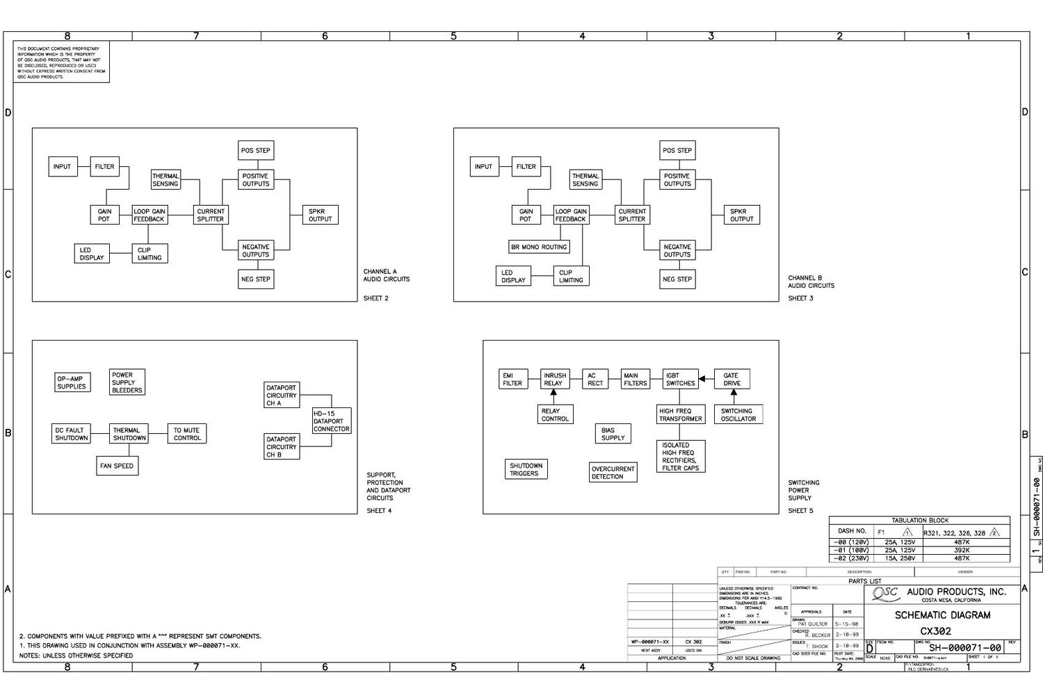 QSC cx 302 Schematics